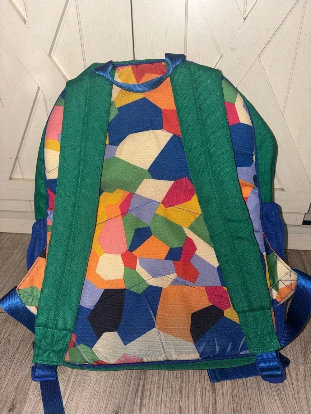 Vera Bradley Green Backpack with Multicolor Geometric Front Pocket